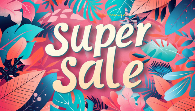 3d colorful discount super sale banner
