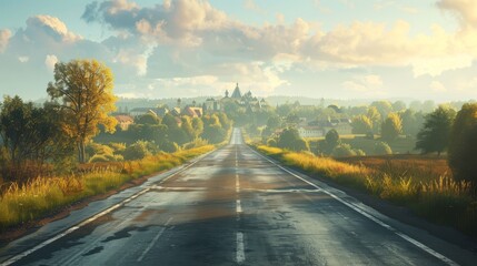 photorealistic highway on town background Generated with Ai tools