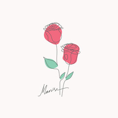 red rose flower line art minimalist illustration design icon beautiful