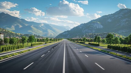 photorealistic highway on town background Generated with Ai tools