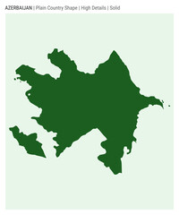 Azerbaijan plain country map. High details. Solid style. Shape of Azerbaijan. Vector illustration.