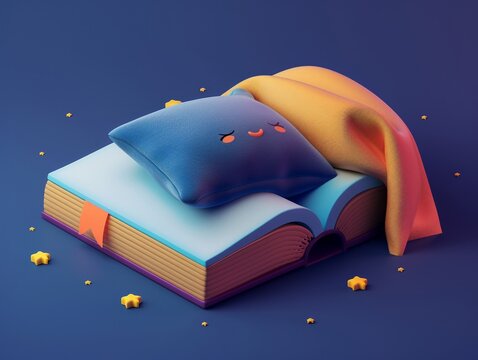 Minimalist, vibrant image of a health book on sleep disorders, including snoring, symbolizing education and awareness