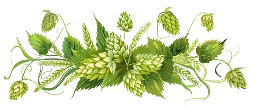 Clean, simple illustration of hops and barley, the essential ingredients for brewing beer