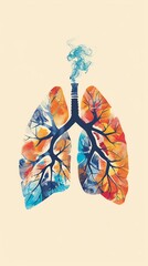 Bright, simple depiction of healthy lungs on a clean canvas for Tobacco Action Day