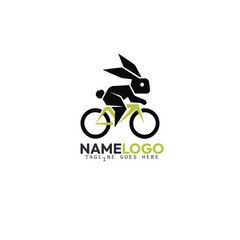 Bunny rabbit cycle logo vector greeting cards, or cycling-themed designs.