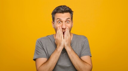 Man Showing Surprised Expression - obrazy, fototapety, plakaty