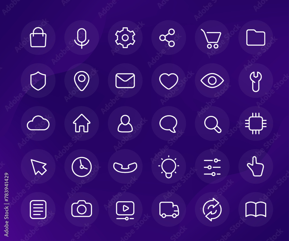 Poster line icons for ui, apps or web, basic simple design