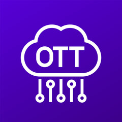 OTT media platform icon with cloud, vector