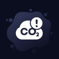 high carbon emissions icon, co2 gas cloud vector