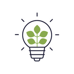 light bulb and plant icon, vector