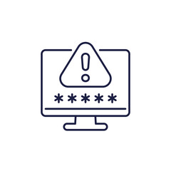 password warning line icon, vector