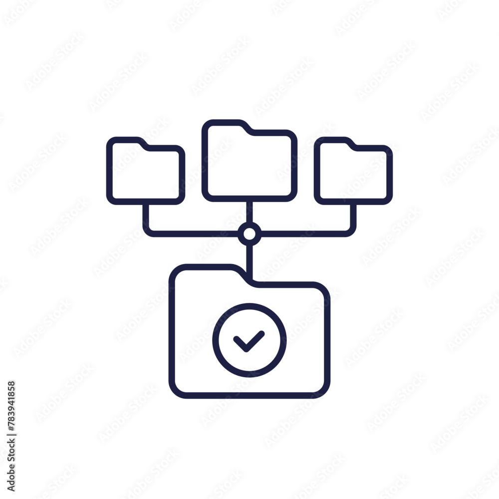 Poster version control line icon with folders