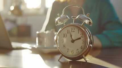 A Classic Alarm Clock on Desk
