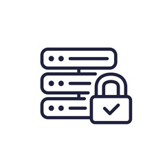 Secure server or hosting icon, line vector