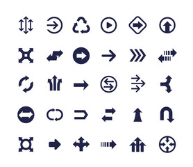 arrows vector set, direction, up, down and right icons