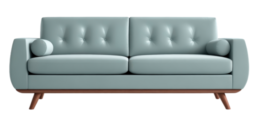 Blue sofa vintage style isolated on transparent background. A Generative