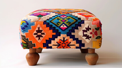 Soft ottoman footrest with a bright geometric pattern - 783944494