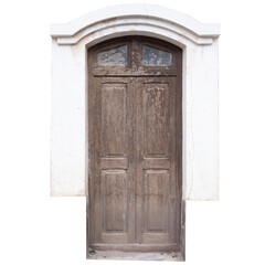 Vintage Weathered Wooden Door in Disrepair
