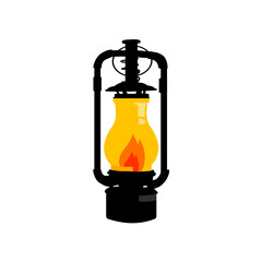 Mining kerosene lamp, old nat lamp - vector illustration
