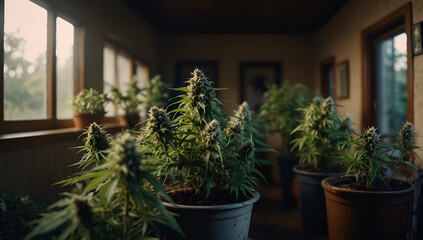 growing cannabis at home - obrazy, fototapety, plakaty