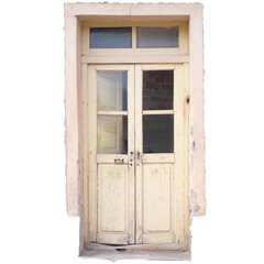 Vintage Weathered Wooden Door in Disrepair
