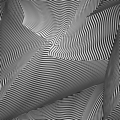 Abstract gridded geometric background with black linear moire effect. Metaverse concept poster for wall art, panel, poster, web banner, mobile apps, interior decor.  - obrazy, fototapety, plakaty