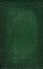 Antique Vintage Dark Green Green Book Cover Texture Portrait Oval Center Victorian Background 