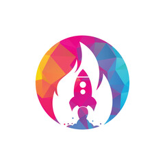 Rocket fire logo design. Fire and rocket logo combination. Flame and airplane symbol or icon.