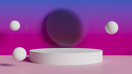 a white pedestal with eggs flying around it