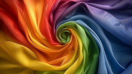 Obraz premium Vibrant Rainbow Swirl of Textile Fabric