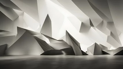 Fotobehang conceptual art piece where geometric shapes and organic forms blend in a digital canvas © Stefan Schurr