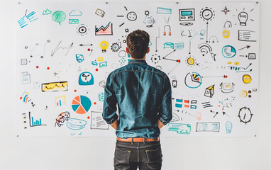 brainstorming session - Creative professional strategy planning at modern office desk - creative solutions thinking, innovation process.