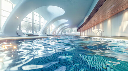 Modern Luxury Indoor Pool with Artistic Architectural Elements