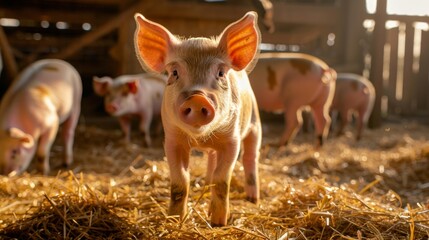 A Curious Piglet in Sunlight