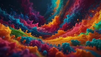 Wallpaper murals Fractal waves Abstract Colors and Waves. AI generativ.