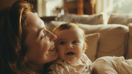 Homely Bliss: Mother's Love and Baby's Laughter