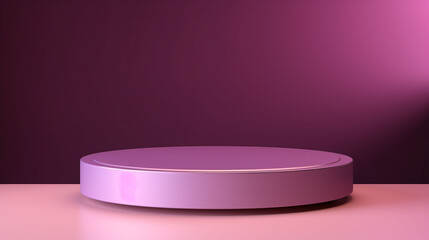 Empty Space Vibrant 3d Render Of A Purple Product Display Podium With Circle Stand And On Matching Background