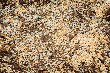Soil mixed for succulent plants. Background and texture. Shot from above.