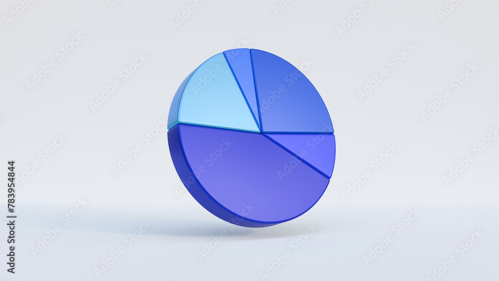 Poster pie chart isolated on white background. financial growth chart 3d rendering illustration. element in