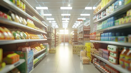 Deurstickers The Aisles of a Supermarket © MP Studio