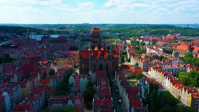 Aerial view of Bazylika sw. Mikolaja in Gdansk