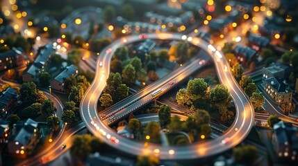 photorealistic highway on town background Generated with Ai tools