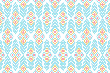 Colorful ikar fabric pattern for background design. Patterns for clothing, tablecloths, bed sheets, pillowcases, and backgrounds for various designs. - obrazy, fototapety, plakaty