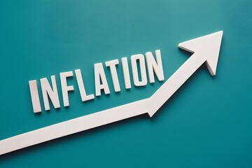 Inflation concept with white graph arrow representing world economics - obrazy, fototapety, plakaty