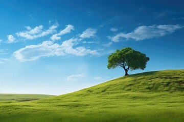 Fototapeta na wymiar landscape of trees on green hills, wide stretches of savanna