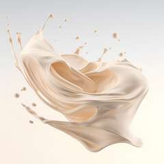 Cream milk splash isolated on white background