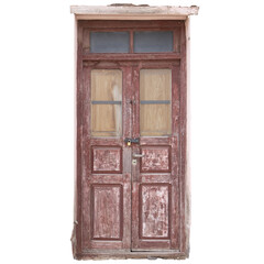 Vintage Weathered Wooden Door in Disrepair
