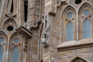 Sagrada familia in Barcelona during a cloudy day