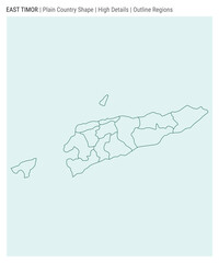 Timor-Leste plain country map. High Details. Outline Regions style. Shape of Timor-Leste. Vector illustration.