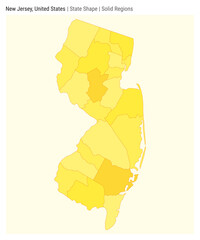 New Jersey, United States. Simple vector map. State shape. Solid Regions style. Border of New Jersey. Vector illustration.